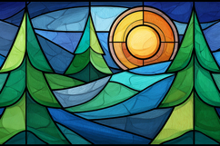 A stained glass artwork depicting a serene landscape Product Image 1