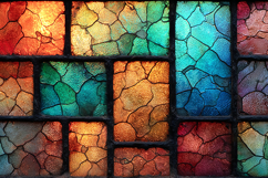 A colorful stained glass window with cracked panes Product Image 1
