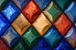 A colorful mosaic pattern with vibrant diamond shapes Product Image 1