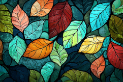 A colorful stained glass artwork featuring a vibrant array o Product Image 1