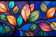 A colorful stained glass artwork of a tree with vibrant leav Product Image 1