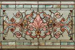 A beautifully designed stained glass with intricate floral Product Image 1