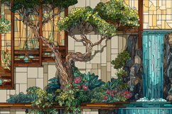 A serene and vibrant illustration of a house and lush garden Product Image 1