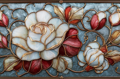 A beautiful stained glass flowers and leaves intricate desig Product Image 1