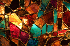 A vibrant mosaic artwork with colorful stained glass pieces Product Image 1