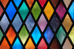 A colorful stained glass window with diamond shapes Product Image 1