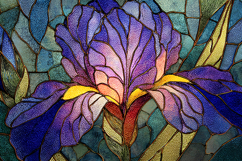 A vibrant stained glass artwork of an iris flower Product Image 1