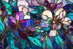 A stained glass artwork of colorful flowers Product Image 1
