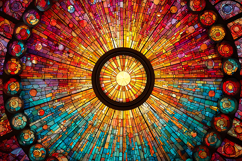 A stunning mosaic artwork featuring a vibrant sun design, Product Image 1