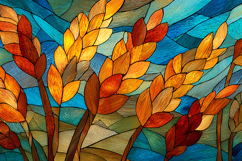 A vibrant stained glass artwork of wheat Product Image 1