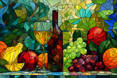 A vibrant mosaic artwork of wine and fruit Product Image 1
