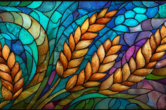 A vibrant stained glass golden wheat stalk colorful Product Image 1
