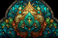 A vibrant and intricate stained glass artwork featuring Product Image 1