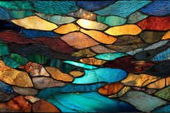 A vibrant stained glass artwork with colorful geometric Product Image 1
