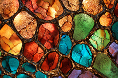 A colorful mosaic artwork made of stained glass pieces Product Image 1