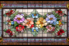 A beautiful stained glass window with colorful flowers Product Image 1