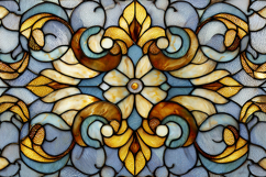 A stained glass window with a floral design in shades Product Image 1
