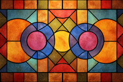 A colorful stained glass window with geometric shapes Product Image 1