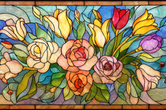 A vibrant stained glass artwork of a colorful bouquet Product Image 1