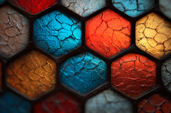 A colorful and vibrant honeycomb pattern with cracked textur Product Image 1