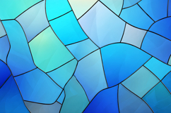 A vibrant blue stained glass window with geometric shapes Product Image 1