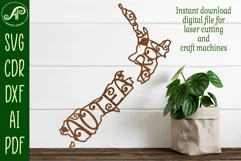 New Zealand Aotearoa with designs outline SVG laser cut file Product Image 1