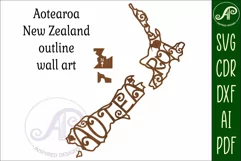 New Zealand Aotearoa with designs outline SVG laser cut file Product Image 3