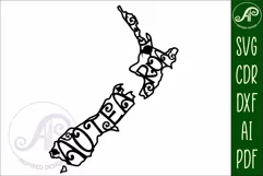 New Zealand Aotearoa with designs outline SVG laser cut file Product Image 4