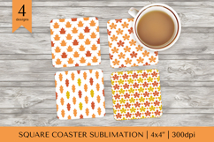 Fall leaves square coaster sublimation. Autumn coaster 14 Product Image 1