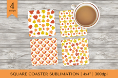 Fall leaves square coaster sublimation. Autumn coaster 15 Product Image 1