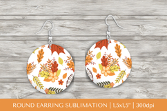 Fall leaves earring sublimation. Autumn round earrings 2830 Product Image 1