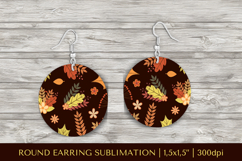 Fall leaves earring sublimation. Autumn round earrings 2842 Product Image 1