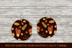 Fall leaves earring sublimation. Autumn round earrings 2843 Product Image 1