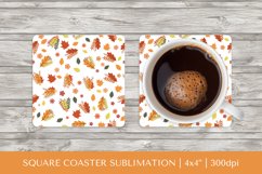 Fall leaves square coaster sublimation. Autumn coaster 2801 Product Image 1