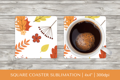 Fall leaves square coaster sublimation. Autumn coaster 2820 Product Image 1