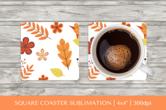 Fall leaves square coaster sublimation. Autumn coaster 2822 Product Image 1