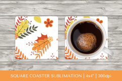 Fall leaves square coaster sublimation. Autumn coaster 2823 Product Image 1