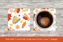 Fall leaves square coaster sublimation. Autumn coaster 2831 Product Image 1