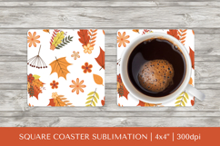 Fall leaves square coaster sublimation. Autumn coaster 2832 Product Image 1
