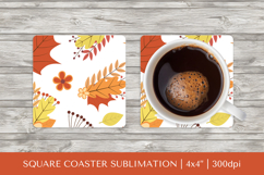 Fall leaves square coaster sublimation. Autumn coaster 2833 Product Image 1