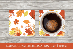 Fall leaves square coaster sublimation. Autumn coaster 2835 Product Image 1
