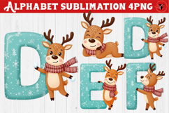 Christmas Alphabet Reindeer | Alphabet sublimation Product Image 1