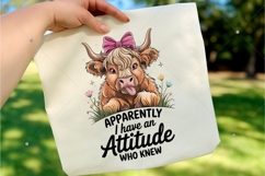 Apparently I Have an Attitude PNG, Funny Highland Cow PNG Product Image 3