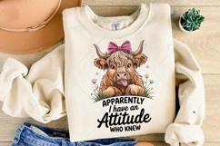 Apparently I Have an Attitude PNG, Funny Highland Cow PNG Product Image 6