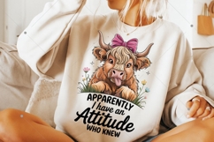 Apparently I Have an Attitude PNG, Funny Highland Cow PNG Product Image 7