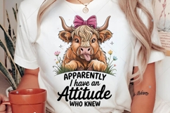 Apparently I Have an Attitude PNG, Funny Highland Cow PNG Product Image 1