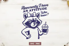 Attitude Raccoon SVG, Sassy Animal Clipart, Coffee Lover PNG Product Image 1
