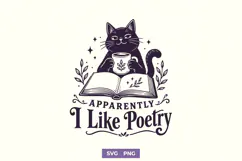 Apparently I Like Poetry SVG PNG, Vintage Black Cat Design Product Image 1