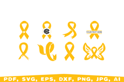 Appendix Cancer Awareness Svg, amber ribbon svg Product Image 2