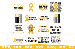 Appendix Cancer Awareness Svg, amber ribbon svg Product Image 3